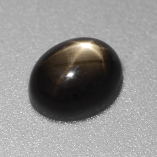 Zaffiro stellato naturale nero da 1,49 ct, taglio ovale, opaco