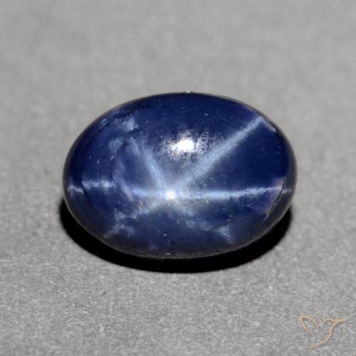 Zaffiro stellato Blu scuro naturale da 1.23 ct, Ovale, Opaco