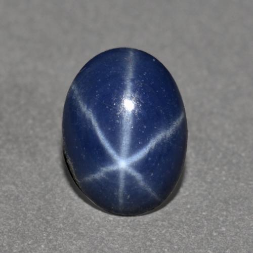 Zaffiro stellato Blu scuro naturale da 0.75 ct, Taglio ovale, Opaco