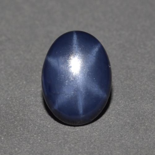 Zaffiro stellato naturale blu da 0,90 ct, taglio ovale, opaco