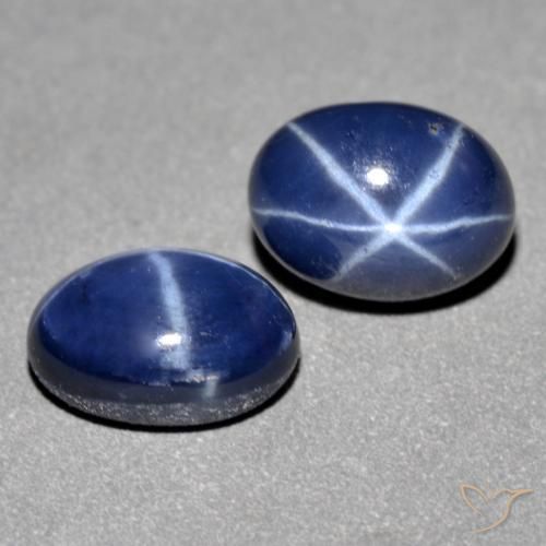 Zaffiro stellato naturale blu da 2,93 ct, taglio ovale, opaco