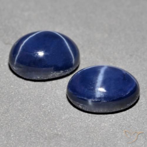 Zaffiro stellato naturale blu da 2,93 ct, taglio ovale, opaco