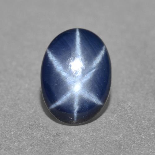 Zaffiro stellato Blu scuro naturale da 0.99 ct, Taglio ovale, Traslucido