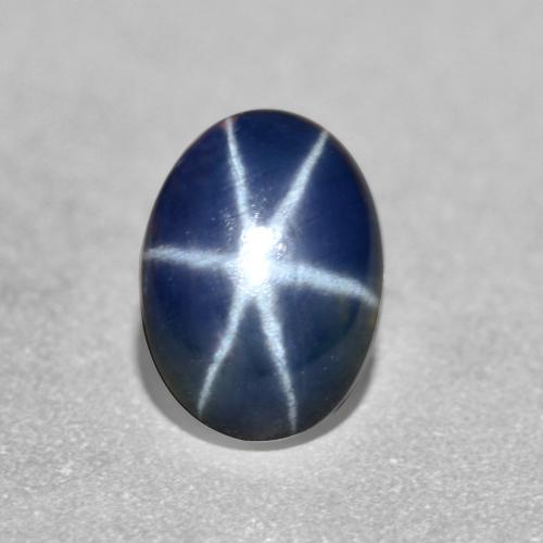 Zaffiro stellato naturale blu da 1,26 ct, taglio ovale, traslucido