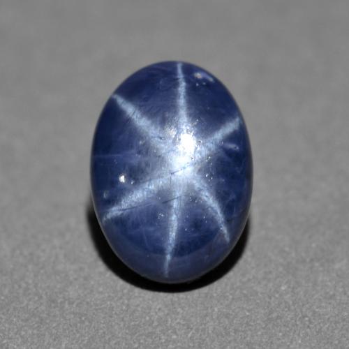 Zaffiro stellato naturale blu da 1,30 ct, taglio ovale, opaco