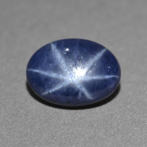 Zaffiro stellato naturale blu da 1,30 ct, taglio ovale, opaco