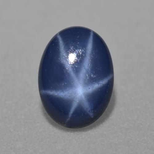 Zaffiro stellato Blu scuro naturale da 0.97 ct, Taglio ovale, Traslucido