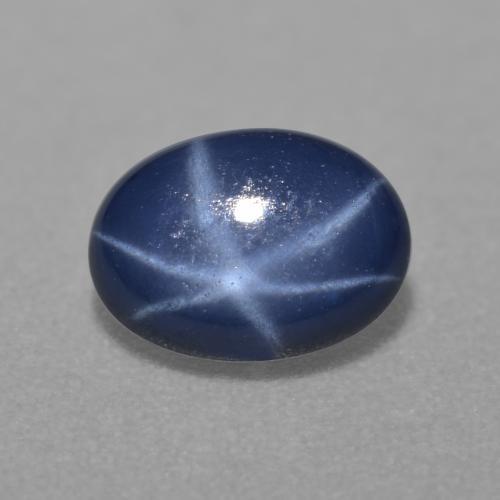 Zaffiro stellato Blu scuro naturale da 0.97 ct, Taglio ovale, Traslucido