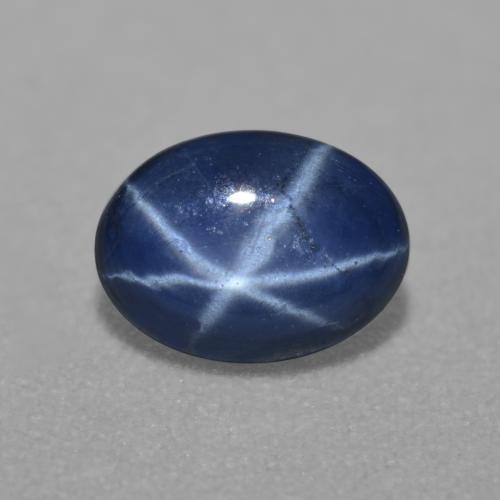 Zaffiro stellato naturale blu da 0,84 ct, taglio ovale, traslucido