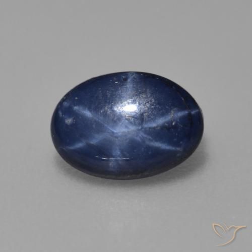 Zaffiro stellato Blu scuro naturale da 0.89 ct, Taglio ovale, Opaco