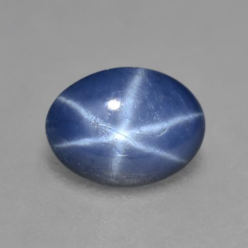 Zaffiro stellato naturale blu da 0,88 ct, taglio ovale, traslucido
