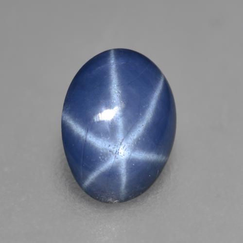 Zaffiro stellato naturale blu da 0,88 ct, taglio ovale, traslucido