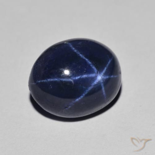 Zaffiro stellato Blu navy naturale da 4.40 ct, Ovale, Opaco
