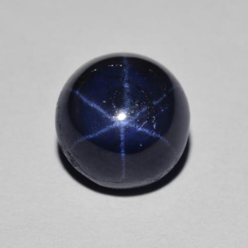 Zaffiro stellato naturale blu da 3,02 ct, taglio rotondo, opaco