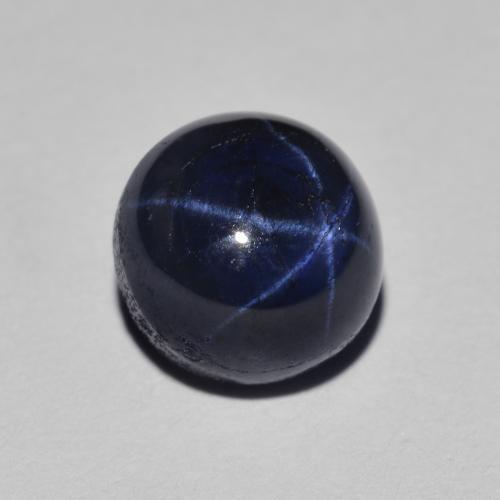 Zaffiro stellato naturale blu da 3,02 ct, taglio rotondo, opaco