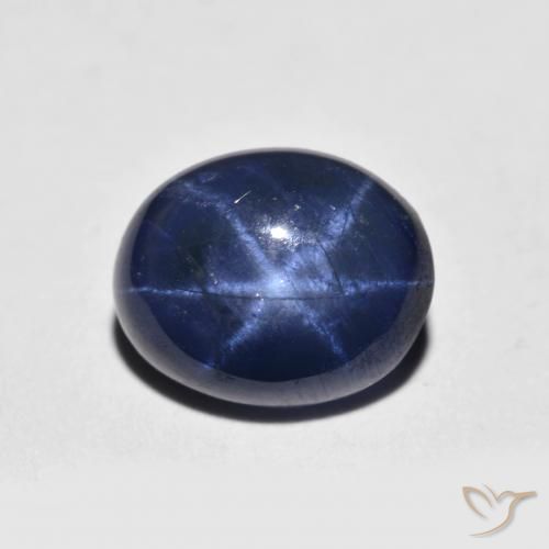 Zaffiro stellato naturale blu da 2,70 ct, taglio ovale, opaco