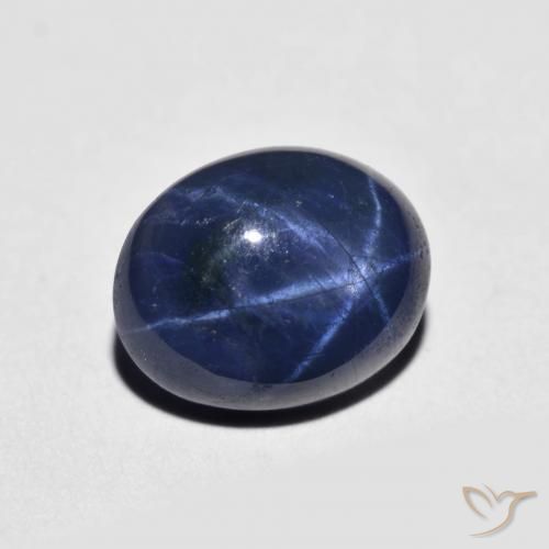 Zaffiro stellato naturale blu da 2,70 ct, taglio ovale, opaco