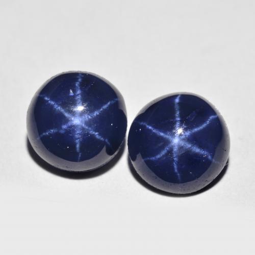 Zaffiro stellato naturale blu da 5,04 ct, taglio rotondo, opaco