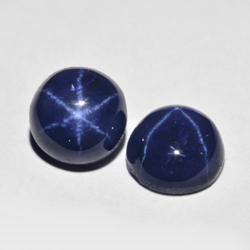 Zaffiro stellato naturale blu da 5,04 ct, taglio rotondo, opaco