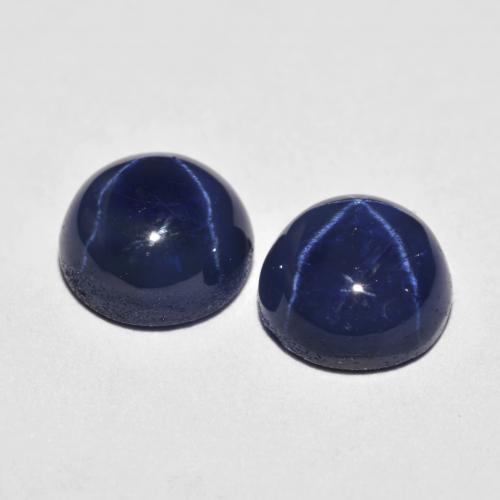 Zaffiro stellato naturale blu da 5,04 ct, taglio rotondo, opaco