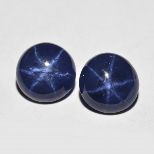 Zaffiro stellato naturale blu da 3,68 ct, taglio rotondo, opaco
