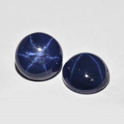 Zaffiro stellato naturale blu da 3,68 ct, taglio rotondo, opaco