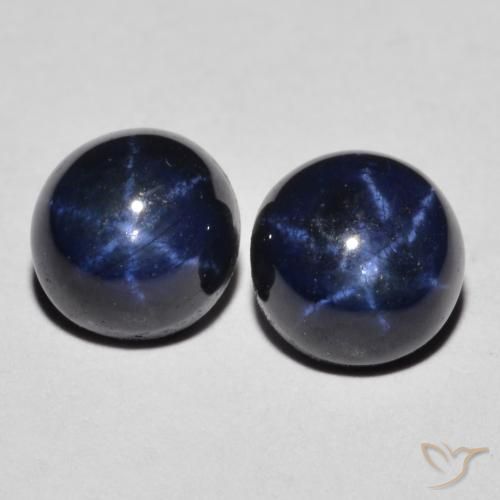 3.09ctw Naturale Blu scuro Zaffiro stellato, Rotondo, Opaco
