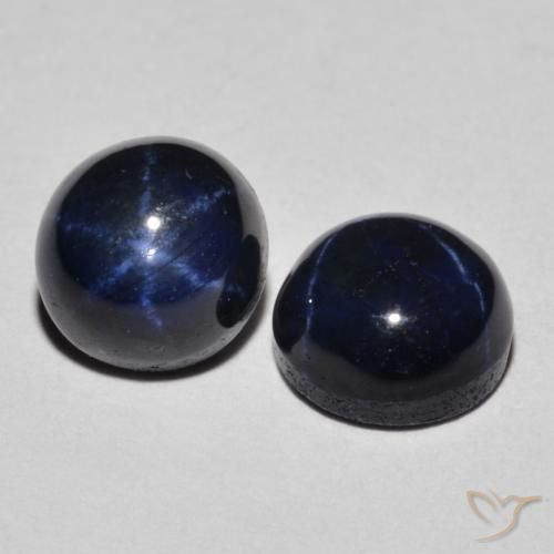 Gemme di Zaffiro stellato Blu scuro naturale da 3.09 ct, Rotondo, Opaco