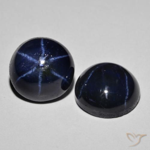 Gemme di Zaffiro stellato Blu scuro profondo naturale da 8.93 ct, Taglio rotondo, Opaco