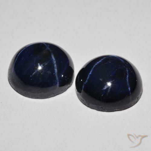 Gemme di Zaffiro stellato Blu scuro profondo naturale da 8.93 ct, Taglio rotondo, Opaco