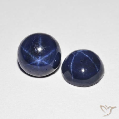 Gemme di Zaffiro stellato Blu scuro naturale da 2.99 ct, Rotondo, Opaco