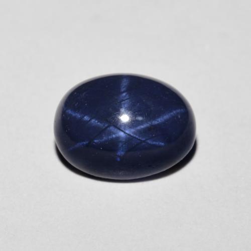 Zaffiro stellato naturale blu da 1,90 ct, taglio ovale, opaco
