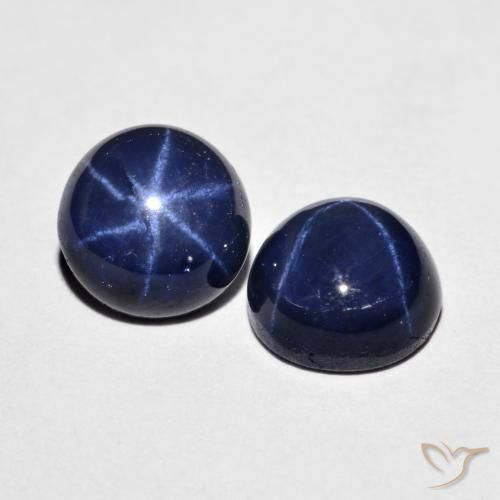 Gemme di Zaffiro stellato Blu navy naturale da 5.16 ct, Rotondo, Opaco