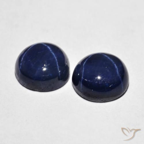 Gemme di Zaffiro stellato Blu navy naturale da 5.16 ct, Rotondo, Opaco