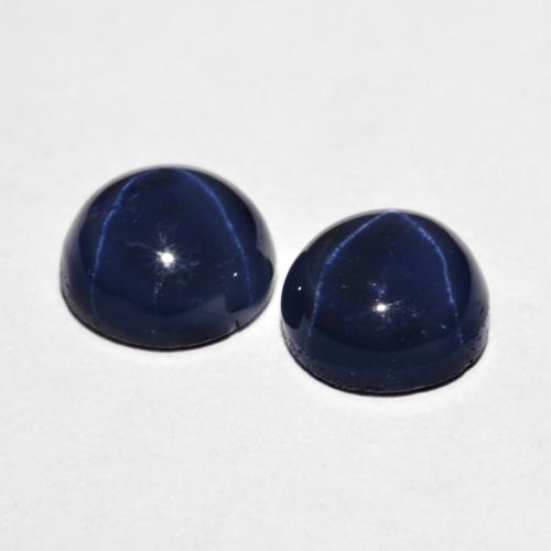 Gemme di Zaffiro stellato Blu navy naturale da 4.87 ct, Taglio rotondo, Opaco