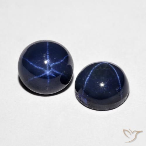 Gemme di Zaffiro stellato Blu navy naturale da 4.88 ct, Rotondo, Opaco