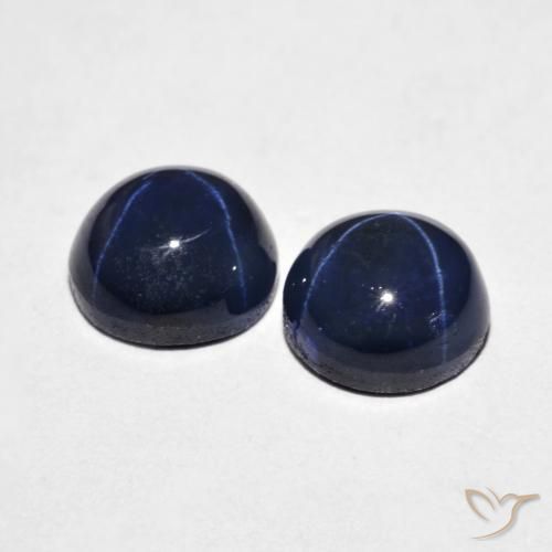 Gemme di Zaffiro stellato Blu navy naturale da 4.88 ct, Rotondo, Opaco