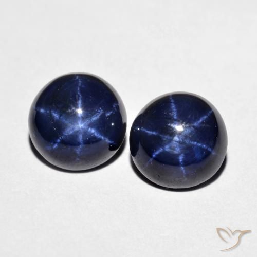 4.11ctw Naturale Blu navy Zaffiro stellato, Rotondo, Opaco