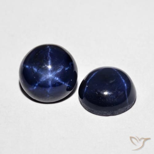 Gemme di Zaffiro stellato Blu navy naturale da 4.11 ct, Rotondo, Opaco