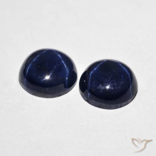 Gemme di Zaffiro stellato Blu navy naturale da 4.11 ct, Rotondo, Opaco