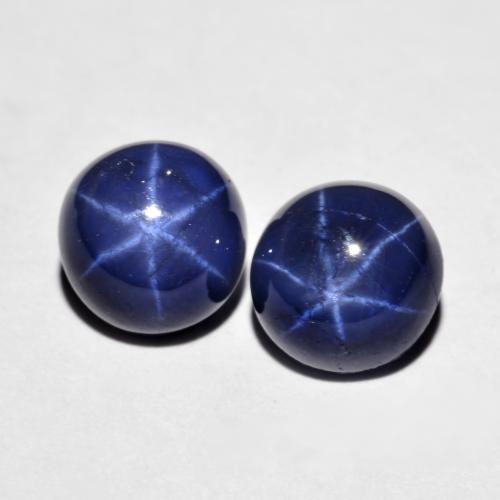 Zaffiro stellato naturale blu da 5,25 ct, taglio rotondo, opaco
