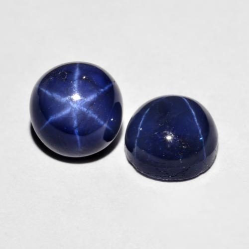 Zaffiro stellato naturale blu da 5,25 ct, taglio rotondo, opaco