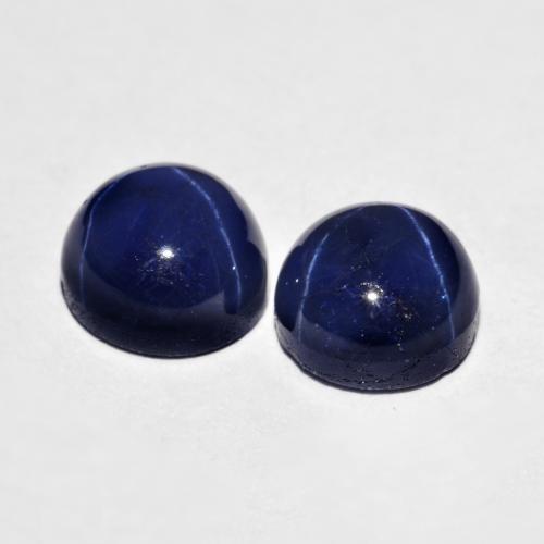 Zaffiro stellato naturale blu da 5,25 ct, taglio rotondo, opaco