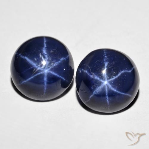 Zaffiro stellato naturale blu da 8,96 ct, taglio rotondo, opaco