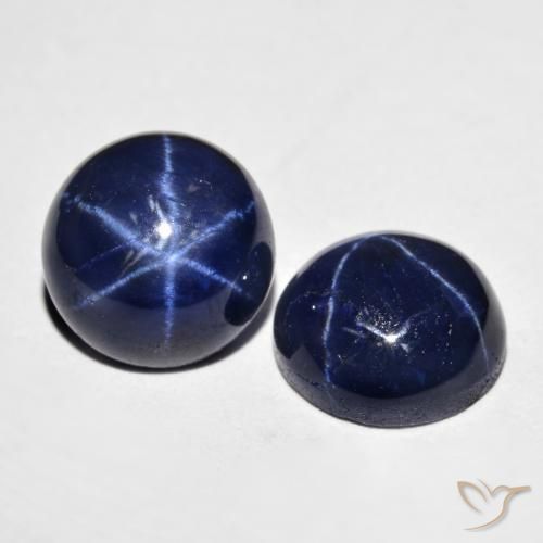 Zaffiro stellato naturale blu da 8,96 ct, taglio rotondo, opaco