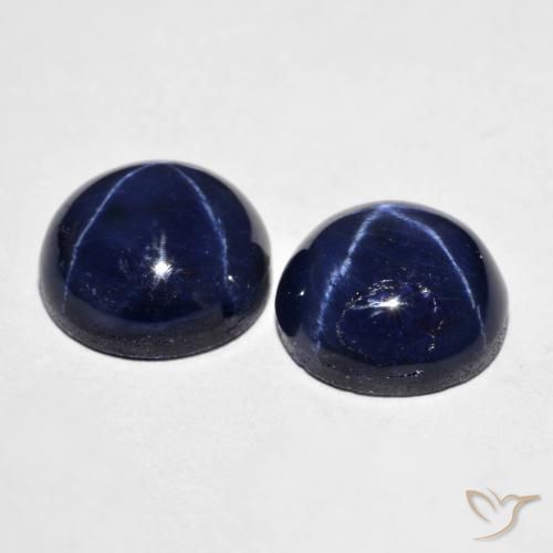 Zaffiro stellato naturale blu da 8,96 ct, taglio rotondo, opaco