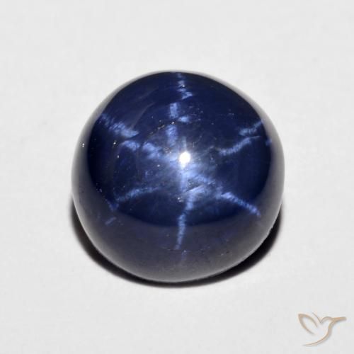 Zaffiro stellato Blu navy naturale da 4.46 ct, Rotondo, Opaco