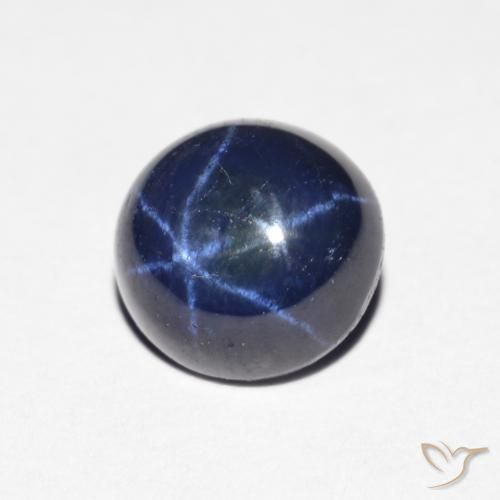 Zaffiro stellato Blu scuro naturale da 2.15 ct, Taglio rotondo, Opaco