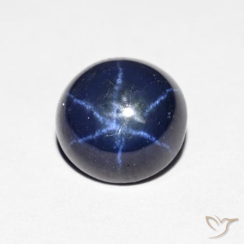 Zaffiro stellato Blu scuro naturale da 2.15 ct, Taglio rotondo, Opaco