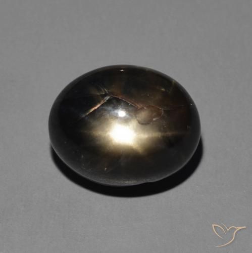 Zaffiro stellato Grigio argento nero naturale da 5.11 ct, Ovale, Opaco